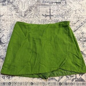Abercrombie & Fitch Bright Green Asymmetrical Wrap Skort